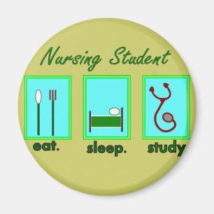 看護学生は睡眠の勉強を食べます マグネット