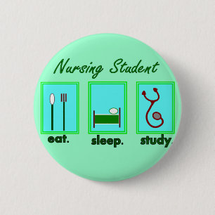 看護学生は睡眠の勉強を食べます 缶バッジ