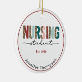 看護学生パーソナライズされたアニマルプリント セラミックオーナメント (右)