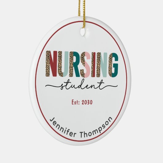 看護学生パーソナライズされたアニマルプリント セラミックオーナメント (右)
