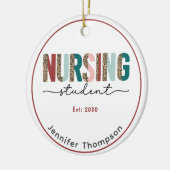看護学生パーソナライズされたアニマルプリント セラミックオーナメント (左)