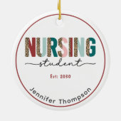 看護学生パーソナライズされたアニマルプリント セラミックオーナメント (裏面)