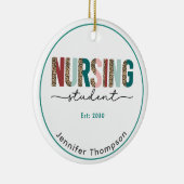 看護学生パーソナライズされたアニマルプリント セラミックオーナメント (右)
