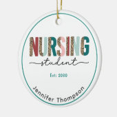 看護学生パーソナライズされたアニマルプリント セラミックオーナメント (左)