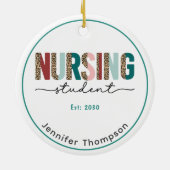 看護学生パーソナライズされたアニマルプリント セラミックオーナメント (裏面)