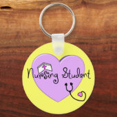 看護学生ピンクのハート- – 愛らしい キーホルダー (正面)