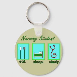 看護学生食べ寝眠勉強 キーホルダー