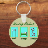 看護学生食べ寝眠勉強 キーホルダー (正面)