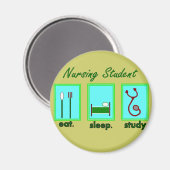 看護学生食べ寝眠勉強 マグネット (正面/裏面)