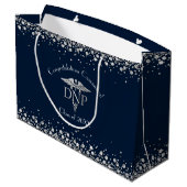 看護実践博士卒業 ネイビーブルーシルバー ラージペーパーバッグ (裏面アングル)