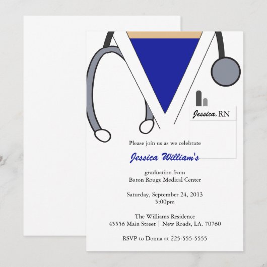 看護専門学校の卒業 招待状 (正面/裏面)