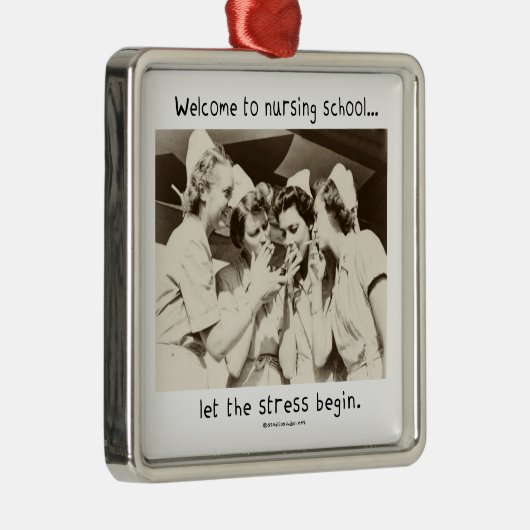 看護専門学校への歓迎-ストレスが始まるようにして下さい メタルオーナメント (右)