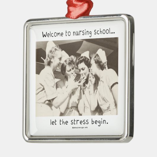 看護専門学校への歓迎-ストレスが始まるようにして下さい メタルオーナメント (左)