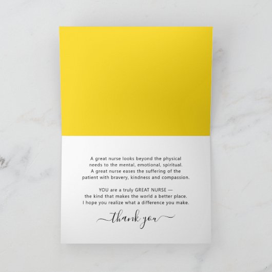 看護師さん、ありがとう。あなたのような看護師さんがもっとたくさんいる世界を想像してみて。 サンキューカード (内部)