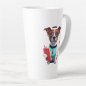 看護師として働く犬、ナース服を着た犬 カフェラテマグ (右アングル)