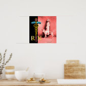 看護師とレスキュードッグ / ゴールドの医神杖 RN エンブレム ポスター (キッチン)