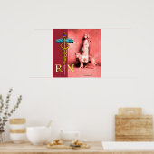 看護師と救助犬 / ゴールドの医神杖 RN エンブレム ポスター (キッチン)