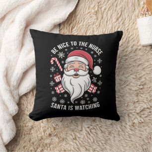 看護師に優しくしてね、サンタが見ているよ クリスマス クッション
