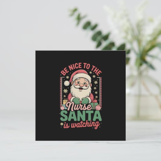 看護師に優しくね サンタがみてるよ クリスマス 招待状 (スタンド正面)