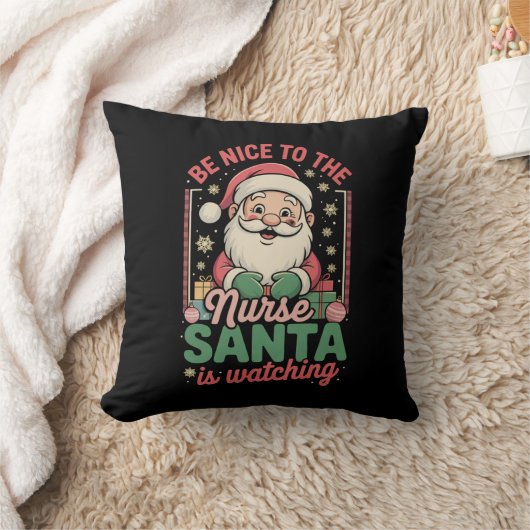 看護師に優しくね、サンタさんが見てるよ クリスマス クッション (ブランケット)