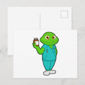 看護師のカエル 薬と聴診器あり ポストカード (正面/裏面)