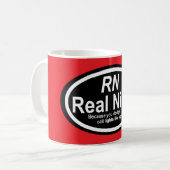 看護師のユーモアプリントの新作 "RN" コーヒーマグカップ (正面左)
