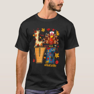 看護師の人生を愛して 感謝祭 七面鳥 看護師 感謝 Tシャツ