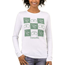 看護師の仕事のキャップと聴診器Tシャツ