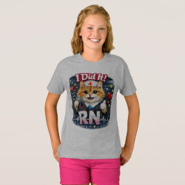 看護師の卒業おめでとう!かわいいネコのRN卒業デザインTシャツ Tシャツ