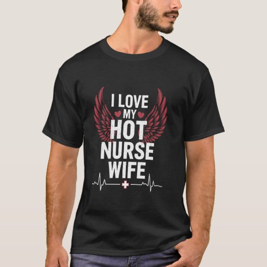 看護師の夫と看護する夫のデザイン 看護師 Tシャツ (正面)