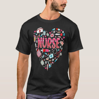 看護師の日常 バレンタインデー 聴診器 ER ICU NICU Tシャツ