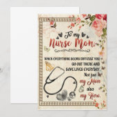 看護師の母へのプレゼント | 私の看護師の母への手紙 招待状 (正面/裏面)