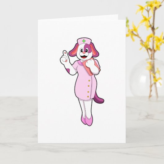 看護師の犬 カード (黄色い花)