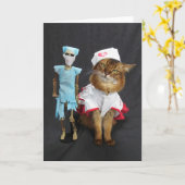 看護師の猫ちゃんとドクターボーンズ カード (黄色い花)