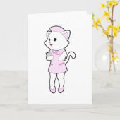 看護師の猫とノート カード (黄色い花)