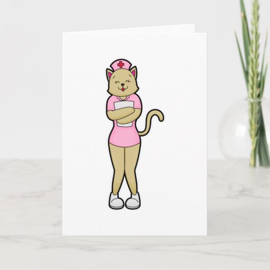 看護師の猫と医療用品のリスト カード (正面)