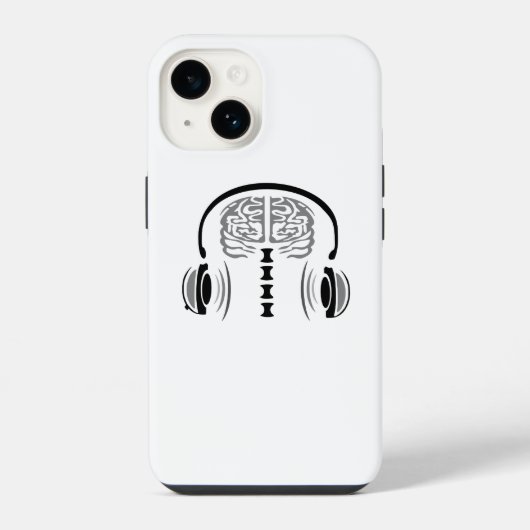 看護師の脳がグレイで歌を聴いている iPhoneケース (裏面)