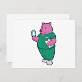 看護師の豚と薬 ポストカード (正面/裏面)