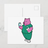 看護師の豚(薬を持つ) ポストカード (正面/裏面)