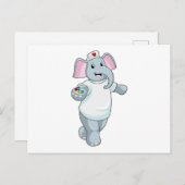 看護師の象が薬を持って ポストカード (正面/裏面)