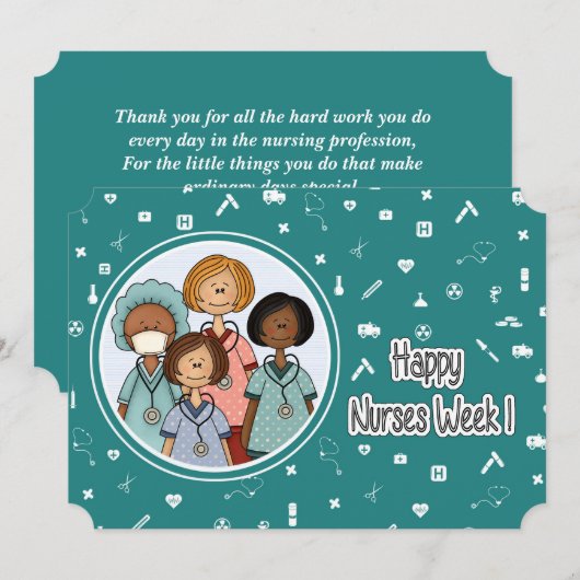 看護師の週を祝って！看護師グループのカード 招待状 (正面/裏面)