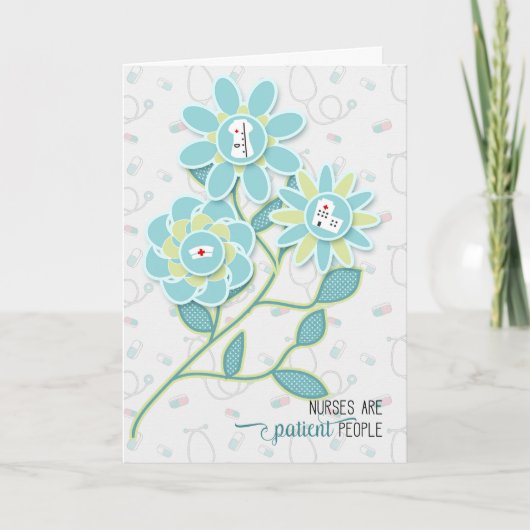 看護師は優しい人々 現代の花 サンキューカード (正面)