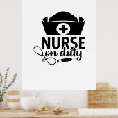 看護師へのプレゼント 看護師当直中 ポスター (キッチン)