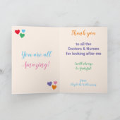 看護師や医師に感謝を伝える虹色のオレンジ サンキューカード (内部)