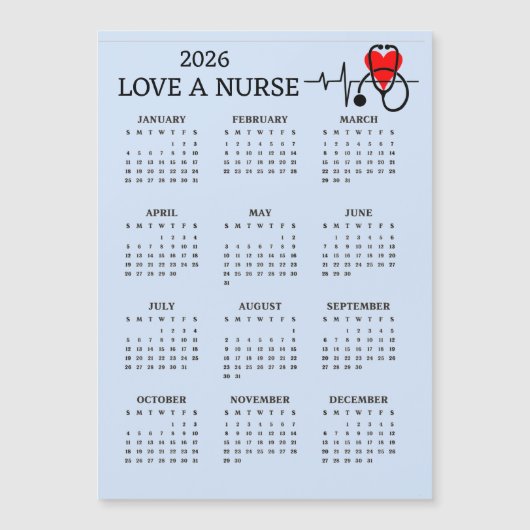 看護師を愛して2026年カレンダー マグネットカード (正面)