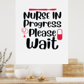 看護師ギフト 看護師進行中 お待ちください ポスター (キッチン)