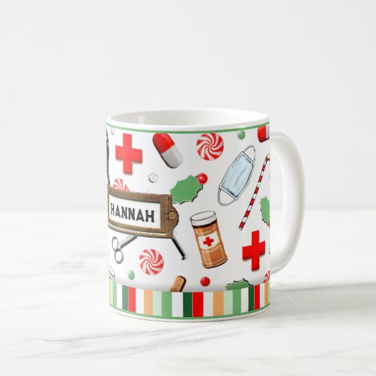 看護師クリスマスホリデーギフト コーヒーマグカップ (正面右)