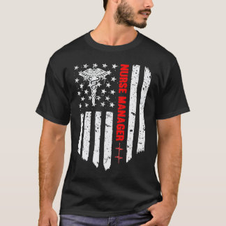 看護師マネージャー アメリカ国旗 愛国心 医療 Tシャツ