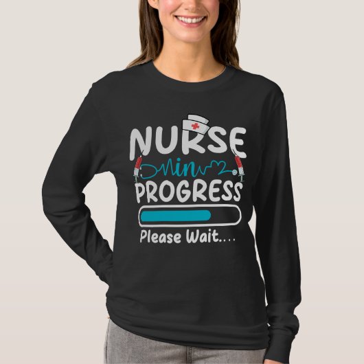 看護師修行中 ローディング 女性用ロングTシャツ Tシャツ (正面)