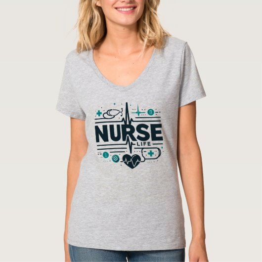 看護師医療従事者ヘルスケアバッジアート Tシャツ (正面)